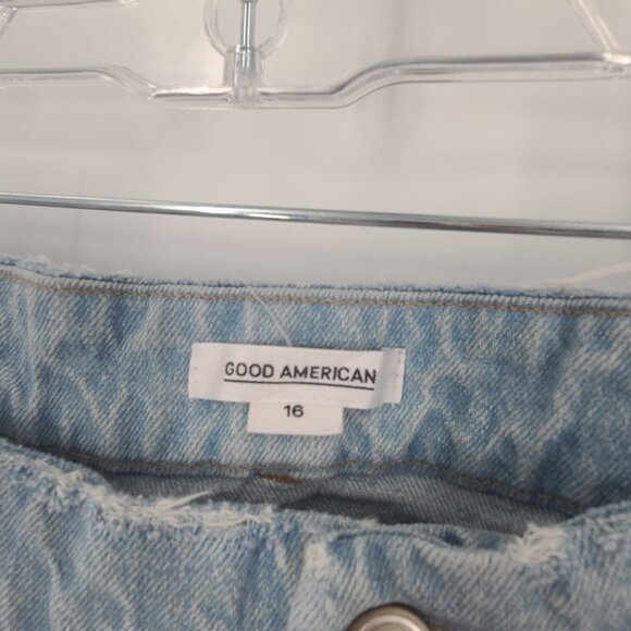 Good American Womens Plus Size 16 Blue High Rise Distressed Slim Fit Jeans - Picture 4 of 16